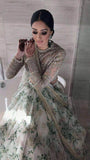 Sabyasachi White Floral Printed Organza Silk Bridal Lehenga Choli