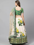 Cream-Coloured & Beige Embroidered Semi-Stitched Myntra Lehenga & Unstitched Blouse with Dupatta