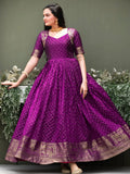 Pretty Purple Soft Silk Zari Weaving Traditional Gown
