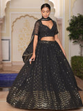 Shimmering Black Georgette Embroidered Lehenga Choli With Dupatta - Ethnic Plus In