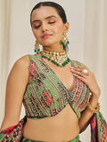 Shocking Green Sequins Organza Event Wear Lehenga Choli With Dupatta - Ethnic Plus In