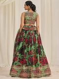 Shocking Green Sequins Organza Event Wear Lehenga Choli With Dupatta - Ethnic Plus In