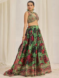 Shocking Green Sequins Organza Event Wear Lehenga Choli With Dupatta - Ethnic Plus In