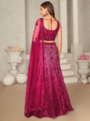 Stunning Pink Sequins Net Reception Wear Lehenga Choli With Dupatta