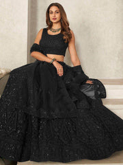 Gorgeous Black Sequins Net Party Wear Lehenga Choli With Dupatta