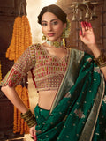 Lovely Green Zari Weaving Silk Mehendi Wear Saree With Blouse