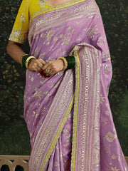 Captivating Light Purple Zari Weaving Silk Saree With Blouse