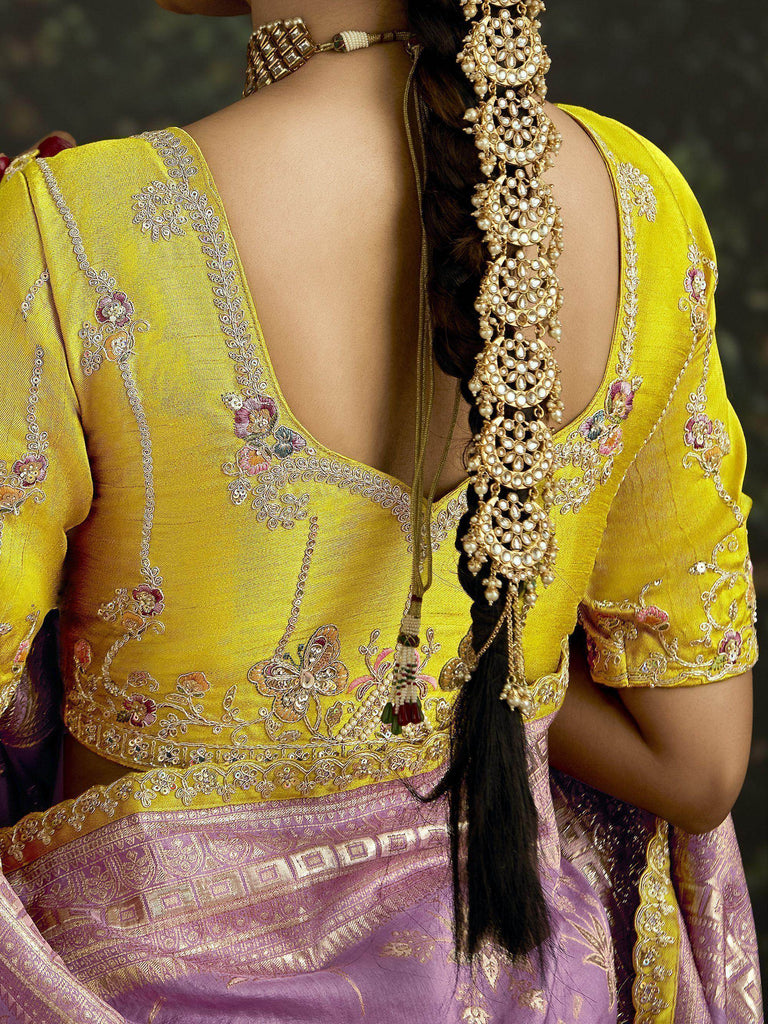 Captivating Light Purple Zari Weaving Silk Saree With Blouse