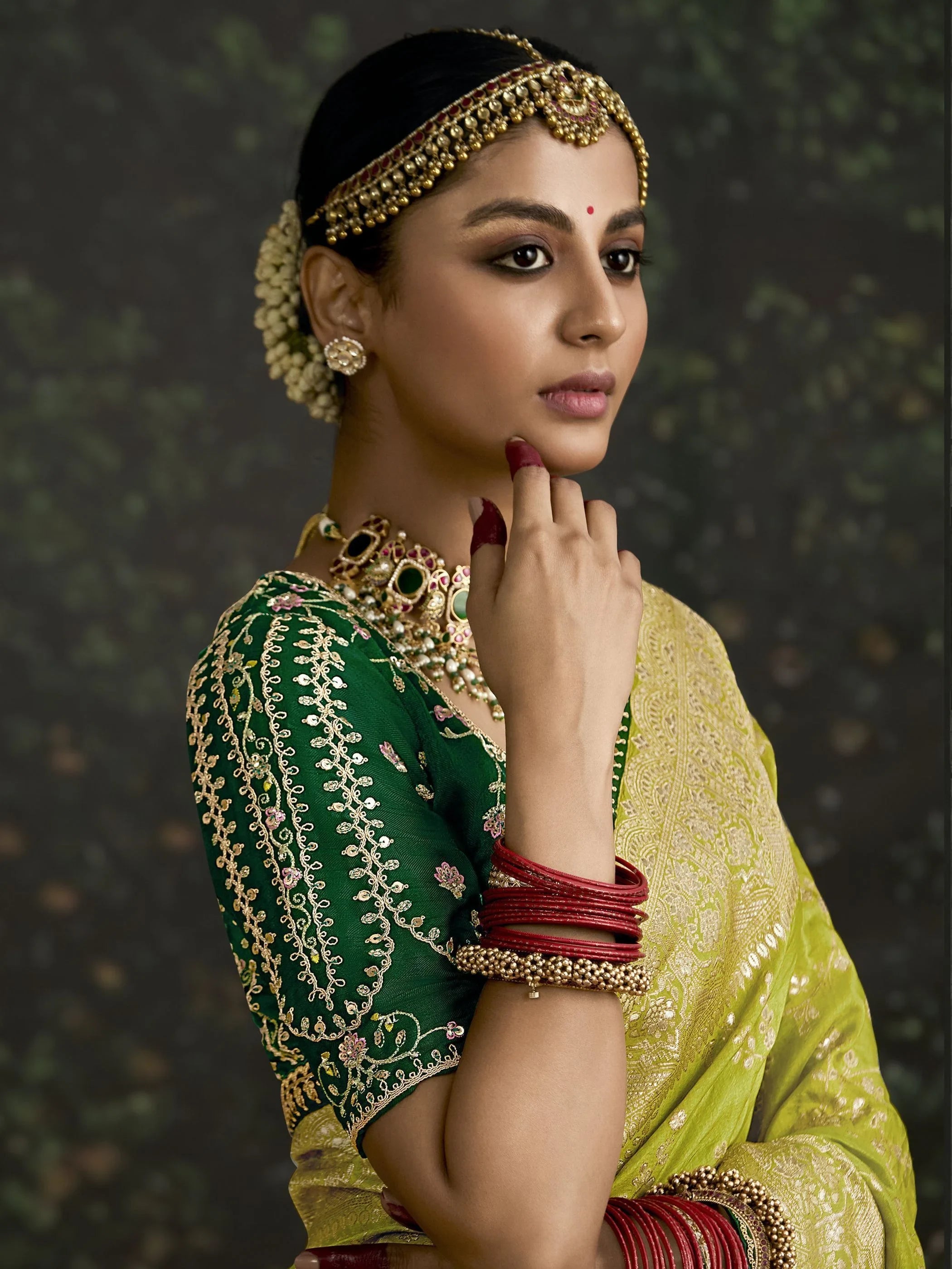 Bewitching Lime Green Zari Weaving Silk Traditional Saree With Blouse