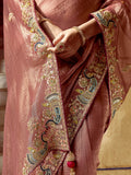 Stunning Dusty Pink Organza Wedding Wear Saree With Blouse
