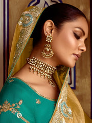 Astonishing Mustard Yellow Border Work Organza Saree With Blouse