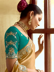 Astonishing Mustard Yellow Border Work Organza Saree With Blouse