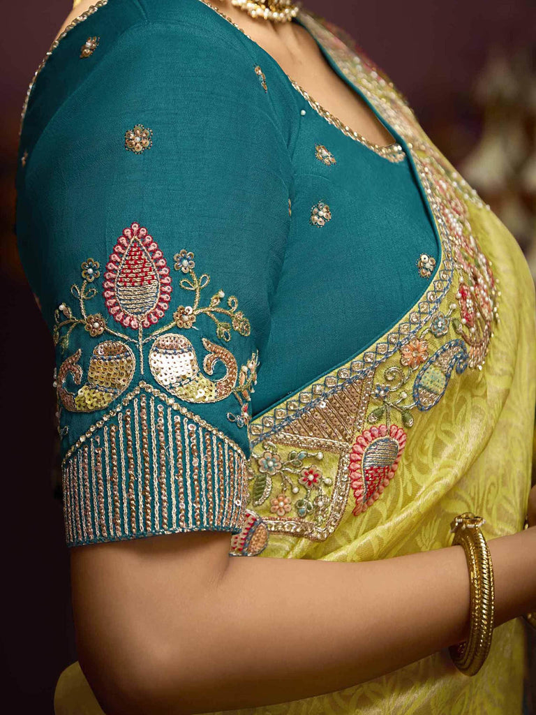Charming Yellow Zari Weaving Kanjivaram Silk Haldi Wear Saree