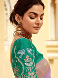 Alluring Lavender Zari Weaving Dola Silk Wedding Saree With Blouse