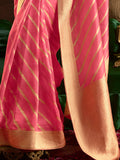 Gorgeous Pink Zari Weaving Silk Festival Wear Saree With Blouse