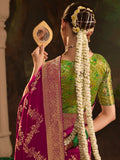 Fabulous Magenta Zari Weaving Silk Wedding Wear Saree With Blouse