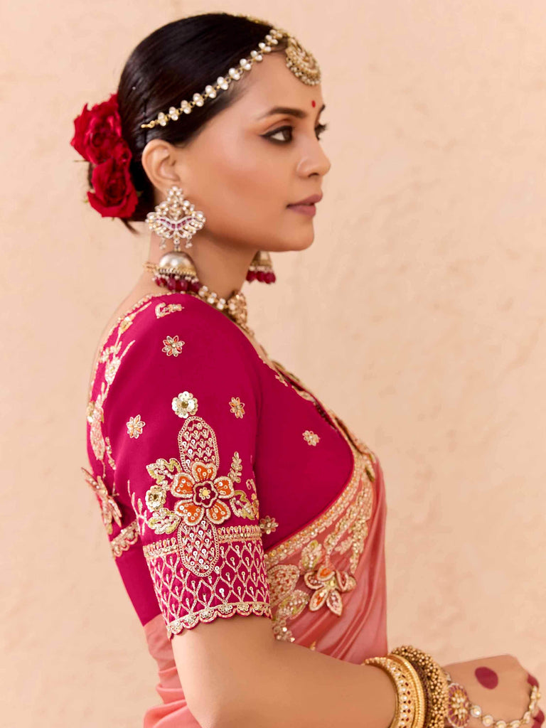 Stunning Multi-Color Embroidered Viscose Event Wear Saree With Blouse