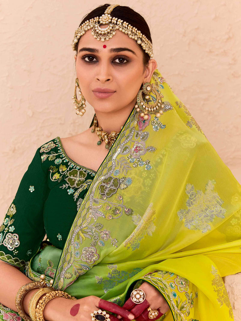 Spectacular Green Embroidered Viscose Festival Wear Saree With Blouse