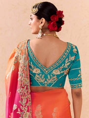 Charming Pink Embroidered Viscose Event Wear Saree With Blouse