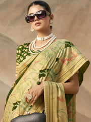 Incredible Olive Green Zari Weaving Georgette Event Wear Saree