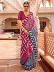 Glamorous Wine Digital Printed Silk Festival Wear Saree With Blouse