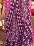 Stunning Pink Digital Printed Silk Traditional Saree With Blouse
