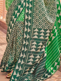 Attractive Green Digital Printed Silk Event Wear Saree With Blouse