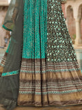 Enchanting Teal Green Hand Work Silk Event Wear Gown With Dupatta