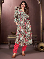 Adorable Pista Green Digital Printed Rayon Event Wear Salwar Kameez