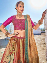 Awesome Multi-Color Thread Work Silk Wedding Wear Lehenga Choli