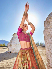 Awesome Multi-Color Thread Work Silk Wedding Wear Lehenga Choli