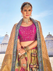 Amazing Beige Thread Work Silk Traditional Lehenga Choli With Dupatta