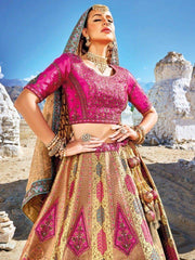 Amazing Beige Thread Work Silk Traditional Lehenga Choli With Dupatta