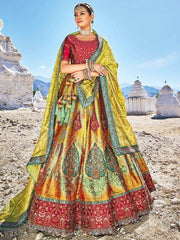Fascinating Yellow Thread Work Silk Traditional Lehenga Choli