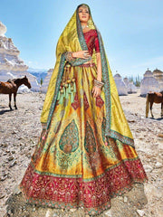 Fascinating Yellow Thread Work Silk Traditional Lehenga Choli