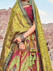 Gorgeous Green Sequins Jacquard Silk Lehenga Choli With Dupatta