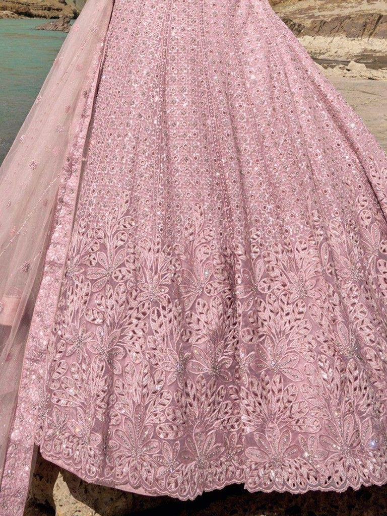 Alluring Pink Sequins Organza Designer Lehenga Choli With Dupatta