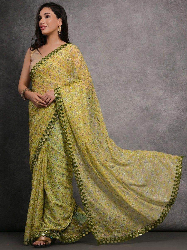 Marvelous Light Green Digital Printed Georgette Function Wear Saree