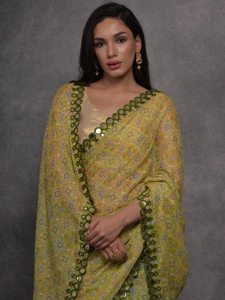 Marvelous Light Green Digital Printed Georgette Function Wear Saree