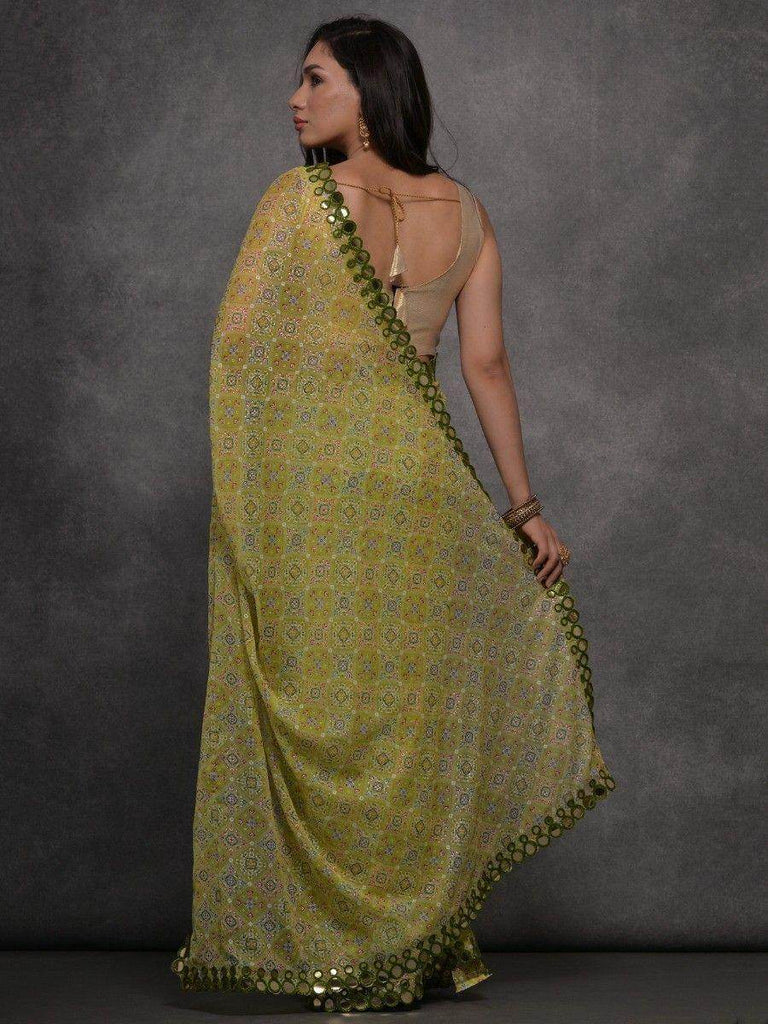 Marvelous Light Green Digital Printed Georgette Function Wear Saree
