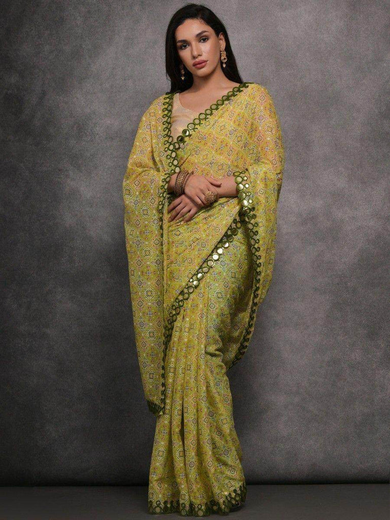 Marvelous Light Green Digital Printed Georgette Function Wear Saree