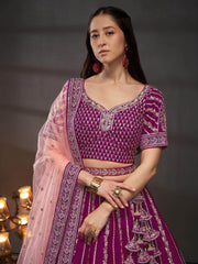 Pretty Burgundy Sequins Silk Wedding Wear Lehenga Choli With Dupatta