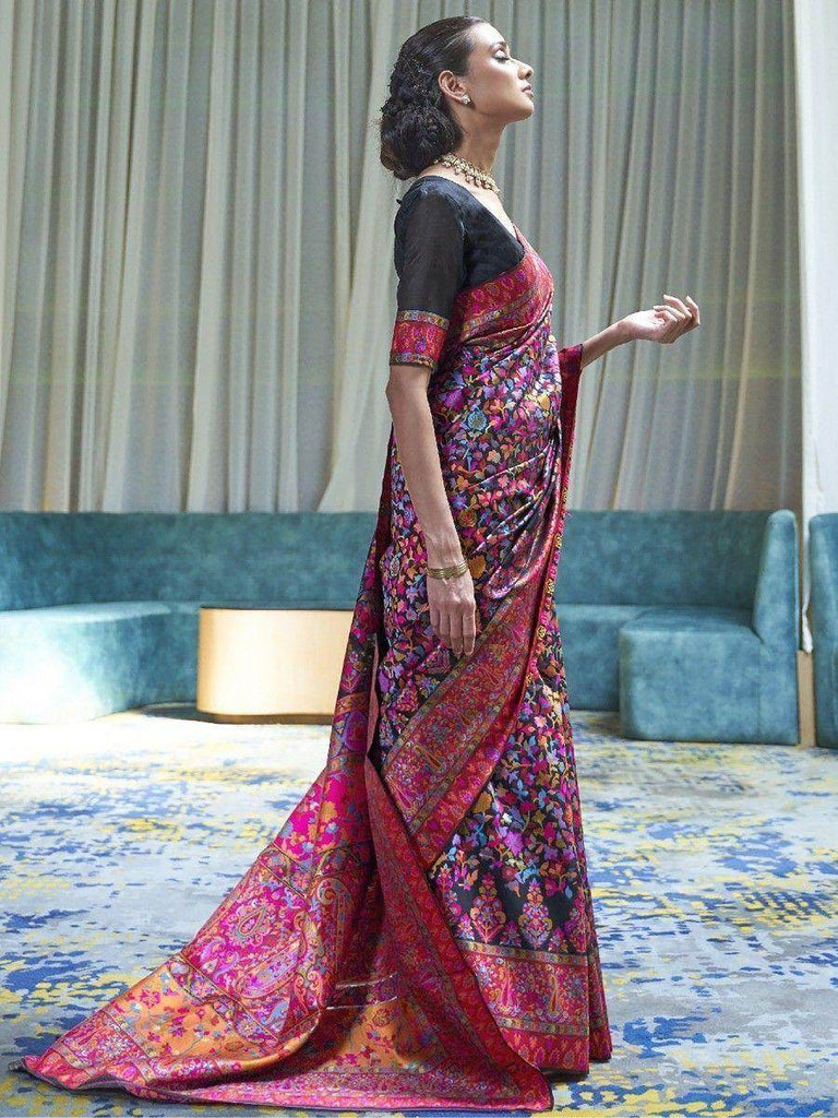 Fabulous Black Weaving Silk Festive Wear Saree With Blouse