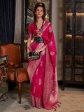 Glamorous Rani Pink Zari Weaving Georgette Traditional Saree