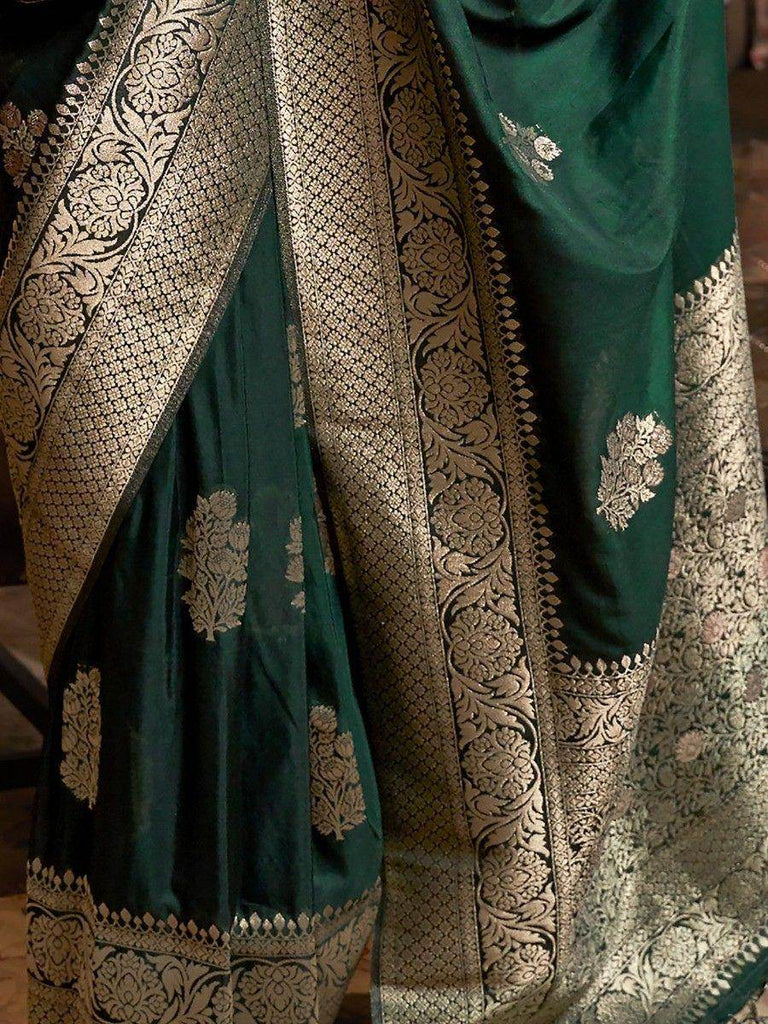 Bewitching Green Zari Weaving Georgette Festival Wear Saree