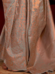 Gorgeous Sky Blue Zari Weaving Silk Festival Wear Saree With Blouse