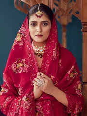Captivating Rani Pink Embroidered Georgette Event Wear Salwar Suit