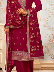 Bewitching Rani Pink Embroidered Georgette Festival Wear Palazzo Suit