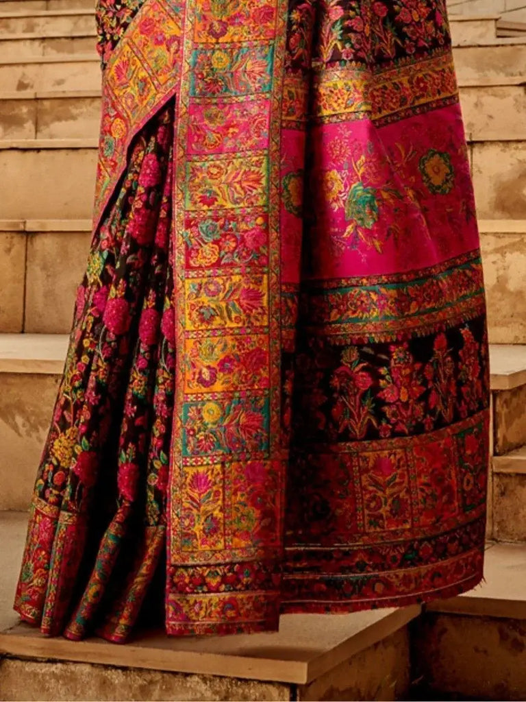 Fascinating Black Zari Weaving Silk Festive Wear Saree With Blouse