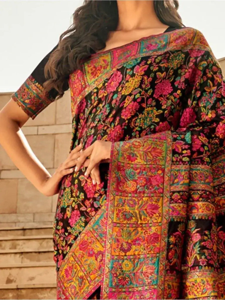 Fascinating Black Zari Weaving Silk Festive Wear Saree With Blouse